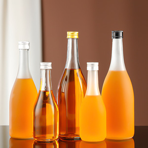 つや消しガラス飲料酒ボトルスクリュー付きアルミキャップ187ml 250ml 300ml 350ml 500mlワインつや消し透明ガラスワインボトル