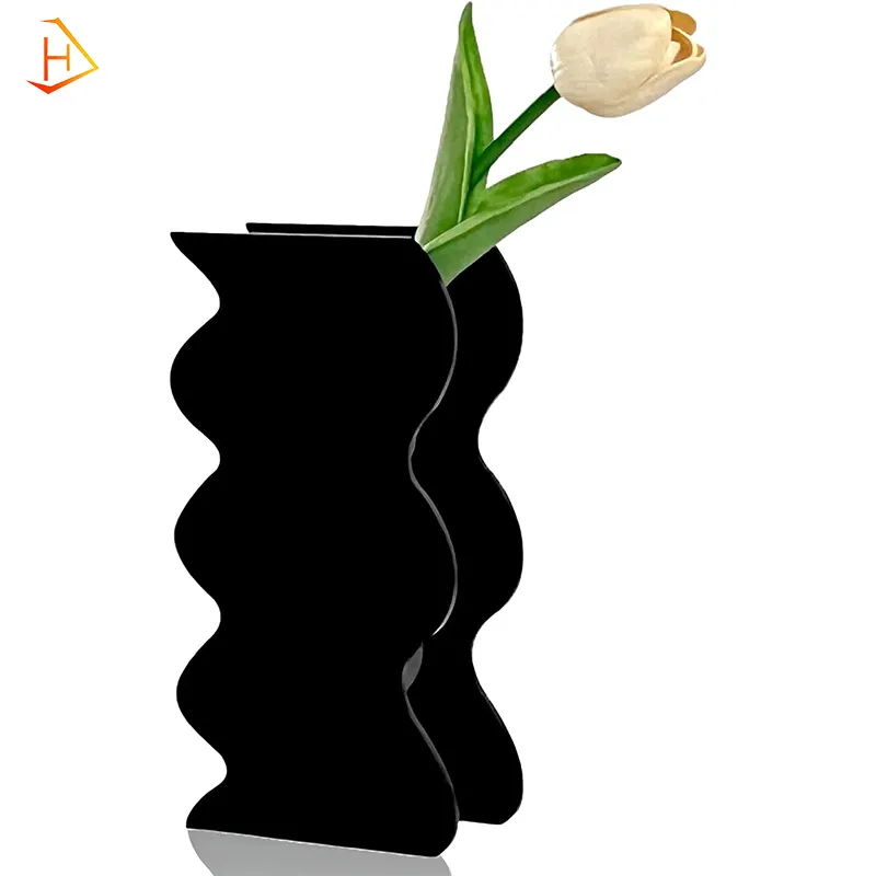 Decoración de boda para oficina, jarrón Floral acrílico, plástico transparente, moderno para flores, gran oferta, aniversario de casa en forma de onda HD