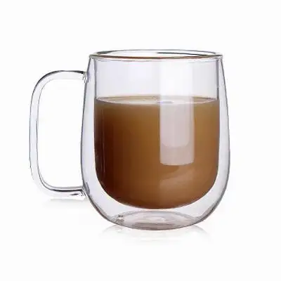Nouvelle tasse d'eau de lait en verre de café à double haute teneur en borosilicate façonnant le lait
