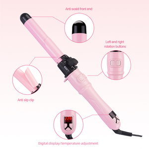 เครื่องม้วนผมหมุนได้สองทิศทางตัวจับกันลื่นและที่ม้วนผมแบบพกพาหน้าจอ LCD สร้างลอนผมได้อย่างคุ้มค่าที่บ้าน - Product Image 1
