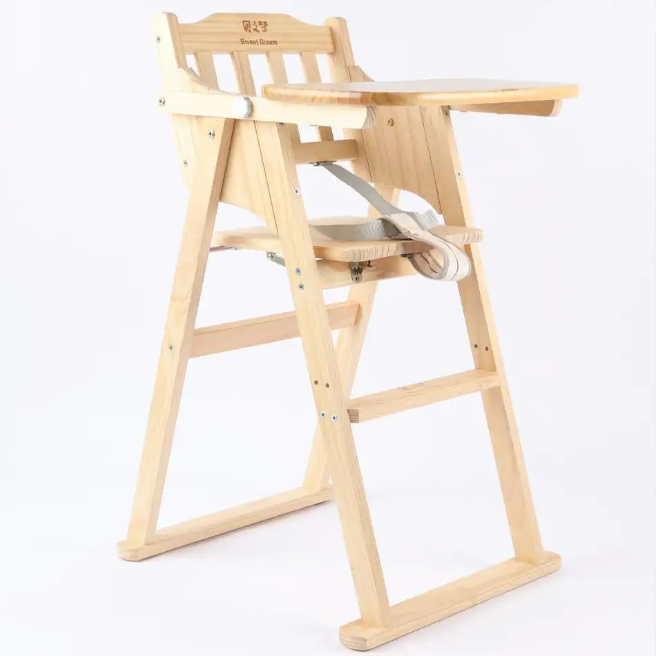 Chaise haute Portable en bois de pin pour bébé, avec table à manger et chaise pliante, pour enfants, haute qualité