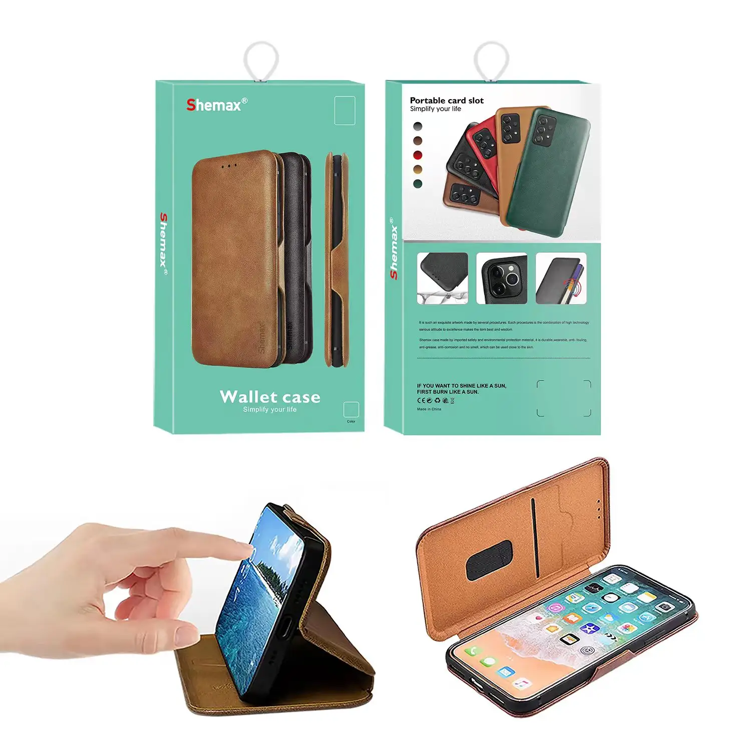 Shemax casing dompet ponsel kulit kustom, casing penutup belakang ponsel untuk Vivo X100 Pro V29 Pro V27 Y20