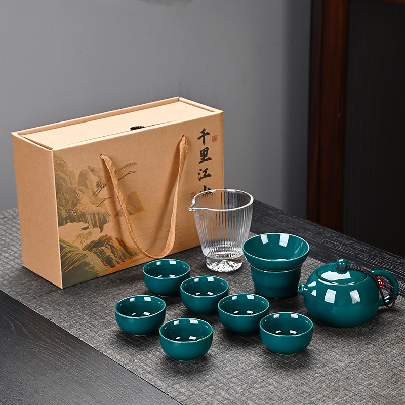 Ensemble de dix pièces Xishi - Théière Vert Foncé