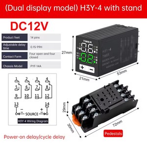 JSZ6 piccolo doppio Display digitale H3Y-2/4/H tempo relè tempo tempo tempo controllo Timer 12 v24v220v con Base - Product Image 4