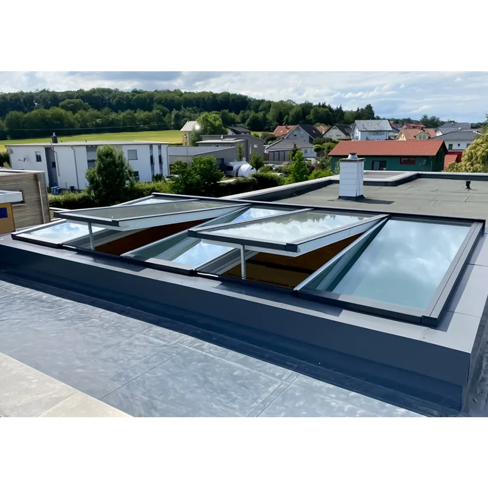 Casa de vidrio de baja emisividad de alta calidad Rotura térmica Ventanas de aluminio inteligentes Tragaluces Ventana de techo con diseño de vidrio de seguridad