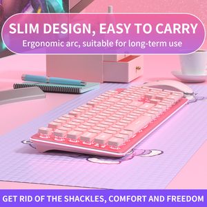 OEM-teclado de máquina de escribir Retro, teclado inalámbrico RGB colorido para juegos, 2,4g, óptico, USB, combinación de ratón - Product Image 4