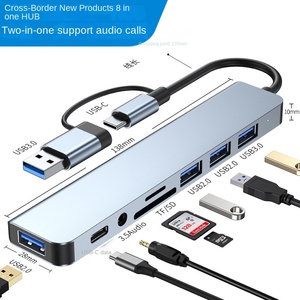 用于笔记本电脑分路器的铝制C型集线器5合1 USB C适配器支持音频充电台式机USB C集线器跨境盒 - Product Image 5