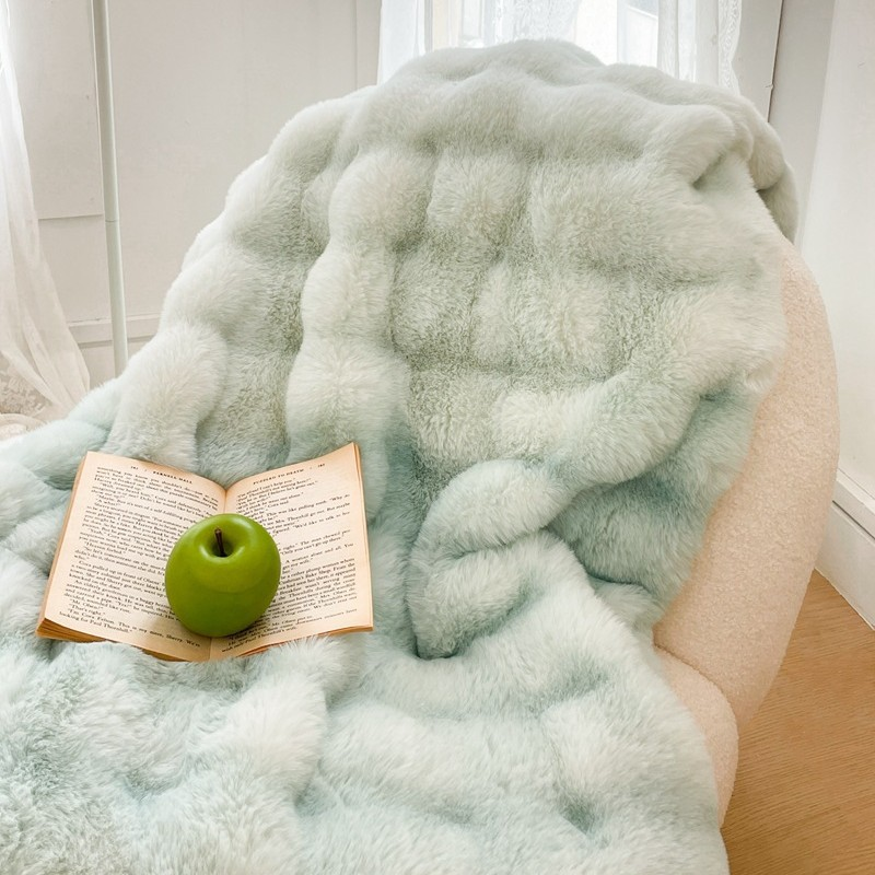 Peluche de piel de conejo de alta gama, elegante, verde claro.