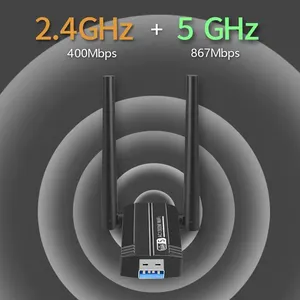 Scheda di rete wireless dual-band da 5G senza driver 1300M Gigabit scheda di rete desktop ricevitore USB trasmettitore WIFI - Product Image 4