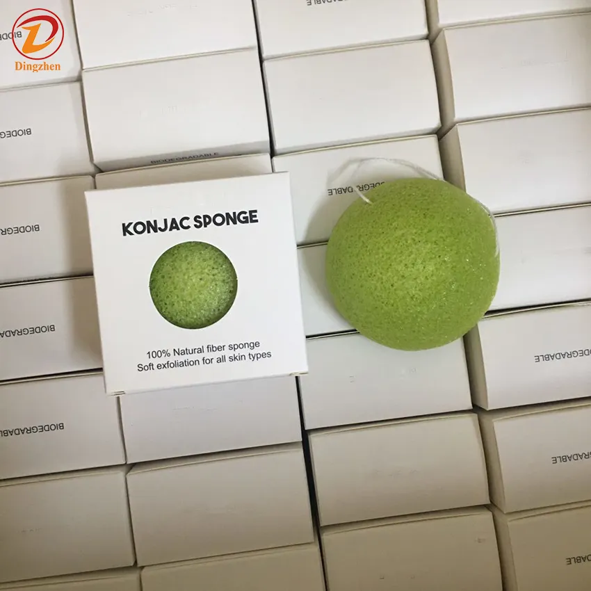 Bain de sensation naturelle exfoliant 100% éponge de konjac lavable naturelle vente en gros éponge de nettoyage du visage au konjac biologique