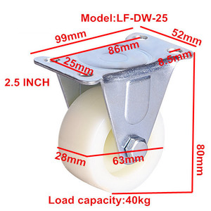 40/50/63/75mm PP/Nylon weißen festen fett rad rollen licht duty , richmond rollen rollen - Product Image 4