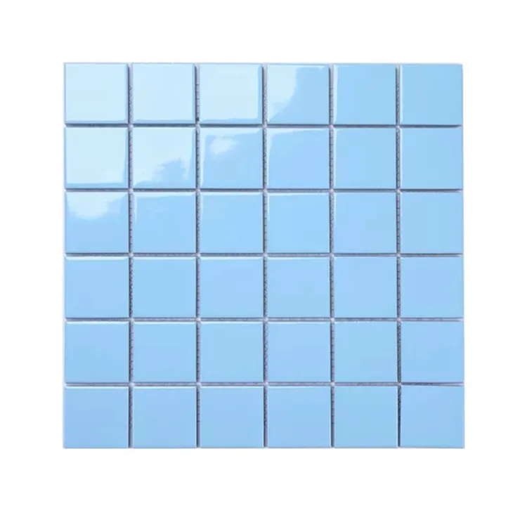 Azulejos de mosaico de cerámica azul antideslizantes para baño y piscina, azulejos personalizados de fábrica