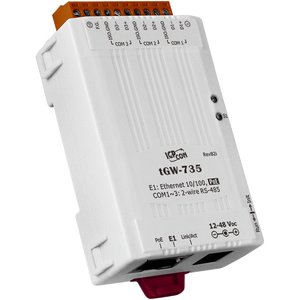 TGW-735 minuscolo Gateway da Modbus TCP a RTU/ASCII con PoE e serie di RS-485 a 3 porte per ICP DAS - Product Image 3
