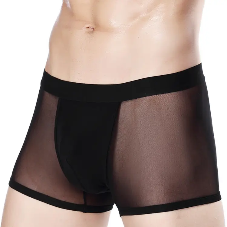 XIWEI-bóxer transparente de malla para hombre, ropa interior Sexy hueca, ODM OEM