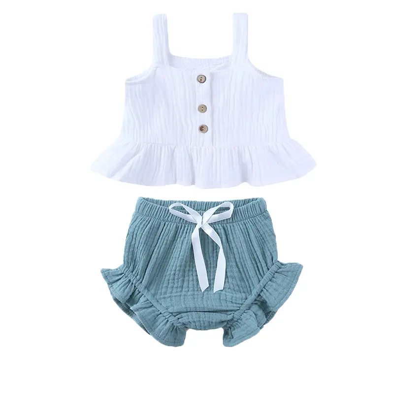 Cute girls clothing wholesale baby clothes 2pcs vest + shorts set baby girl clothes summer