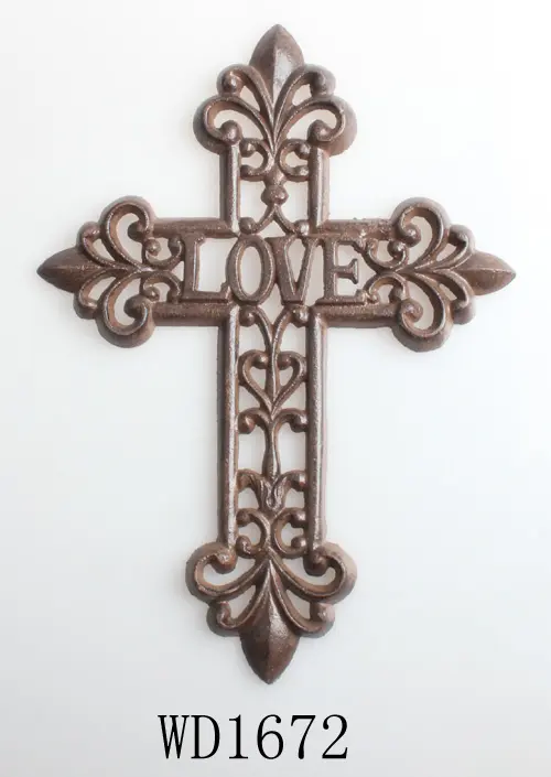 Cruz de Hierro Fundido rústica, decoración de pared para el hogar, Estilo vintage