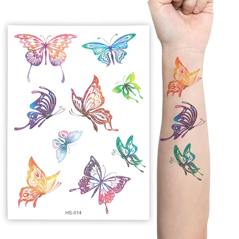 Personalizzato Non tossico cartone animato colorato temporaneo lamina animale sirena farfalle dinosauro bambini tatuaggio adesivo per i bambini