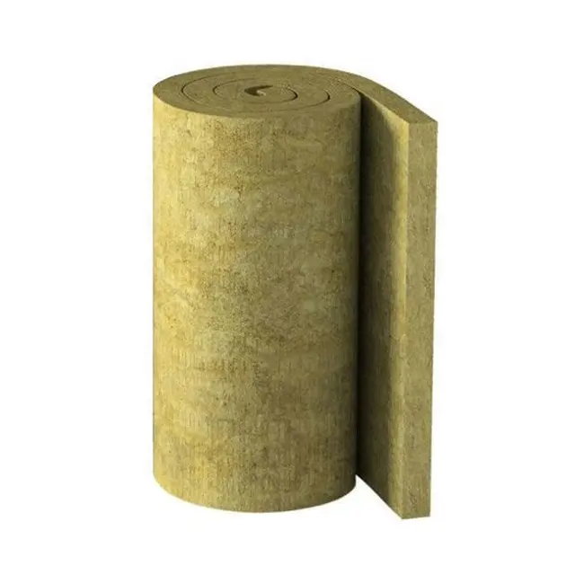 Matériaux d'isolation thermique industriel léger de 100kg/m3, 50mm, rouleau de revêtement en laine, avec maille métallique