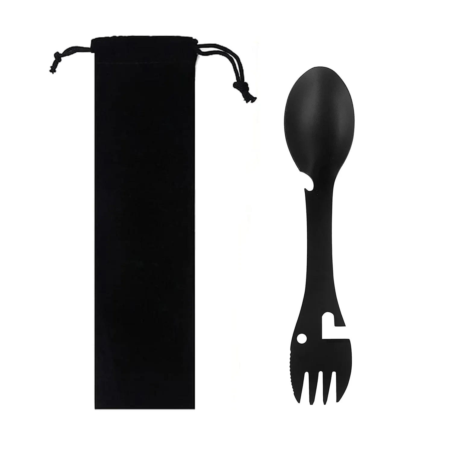 Rvs Matte Black Outdoor Camping Multifunctionele Spork Reizen Bestek Set