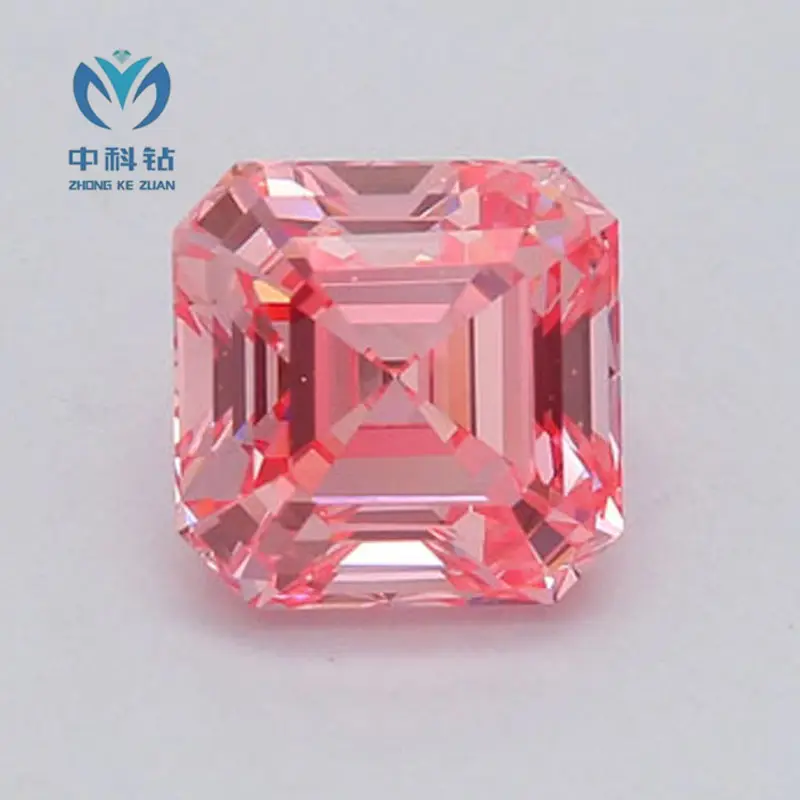 CVD diamond wholesale 0.81 ct Asscher pink diamond can customize ring pendants