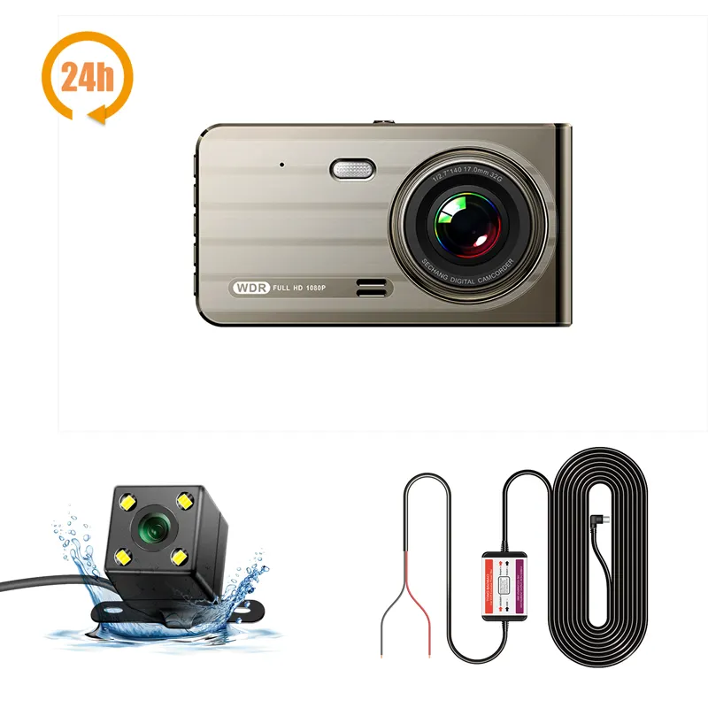 الأفضل مبيعًا ، كاميرا داش احتياطية بشاشة IPS مقاس 4 بوصة FHD1080P ، عدسة مزدوجة ، جهاز dvr للسيارة مع نسخة ليلية G-sensor