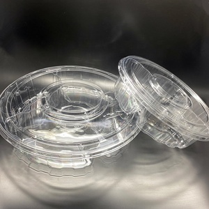Kapaklı PET sebze tepsisi için tek kullanımlık yuvarlak 5 bölme şeffaf konteyner gıda plastik kutu - Product Image 5