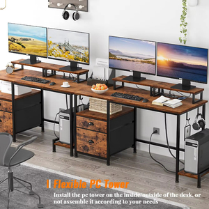 Moderno y espacioso PC Mesa de ordenador Monitor Soporte Convertible Extensible Escritorio de ordenador Cajón Tomas de corriente Escritorios de esquina - Product Image 3
