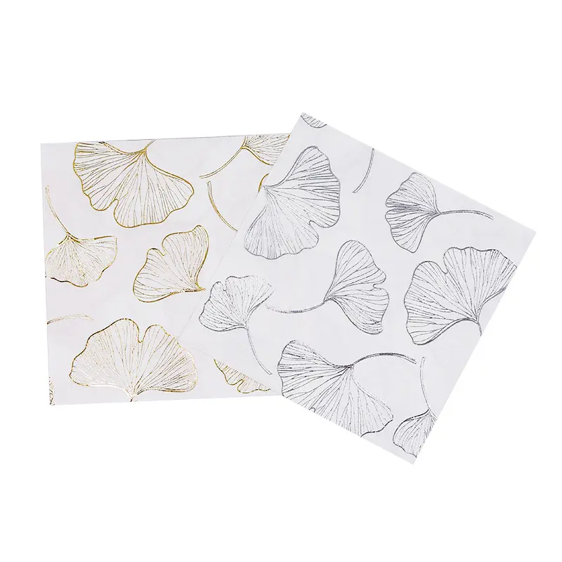 Sliver Gold Foil 2 ply 18gsm Wood Pulp Absorbent Towels Deluxe Decorative Party Printed Color Paper Napkin