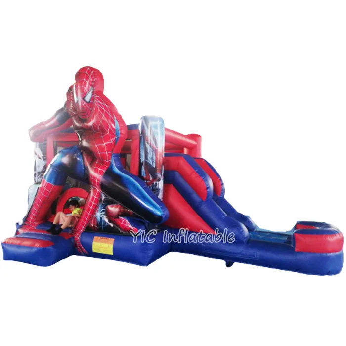 Omercial-castillo inflable de Spiderman para niños, tobogán acuático hinchable con piscina para saltar