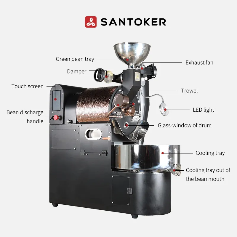 Santoker R3master Turbo mesin sangrai kopi, aplikasi Bluetooth 1kg 2kg 3kg, mesin Pemanggang Kopi tostadora de cafe roaster industri