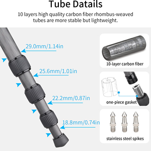 10x sợi carbon nhiệm vụ nặng nề chuyên nghiệp chất lượng cao ngụy trang có thể điều chỉnh săn bắn chân máy - Product Image 2