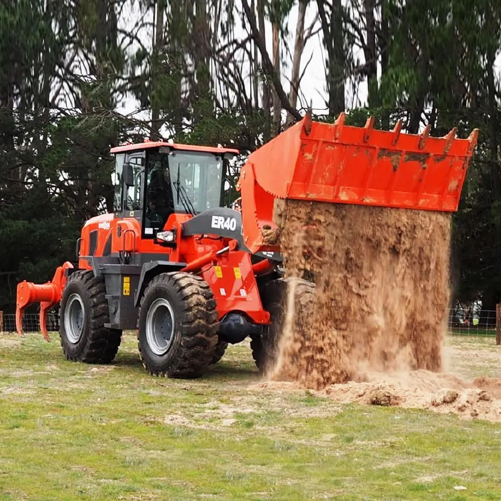 Everun CE/EPA ER40 4t compact bucket diesel small articulated cheap multifunction mini wheel loader manufacturer from china