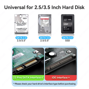 JEYI Factory 3.5&quot; SATA HDD <strong>Enclosure</strong>, USB3.0 5Gbps Transparent Case with 5V/2A Adapter (Tool-Free &amp; 20TB Support) - Product Image 5