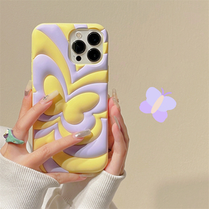 高級かわいいグラデーション3Dバタフライ電話ケースiPhone14 13 12 11プロマックスガールアンチドロップケースソフトシリコン耐衝撃シェル - Product Image 1