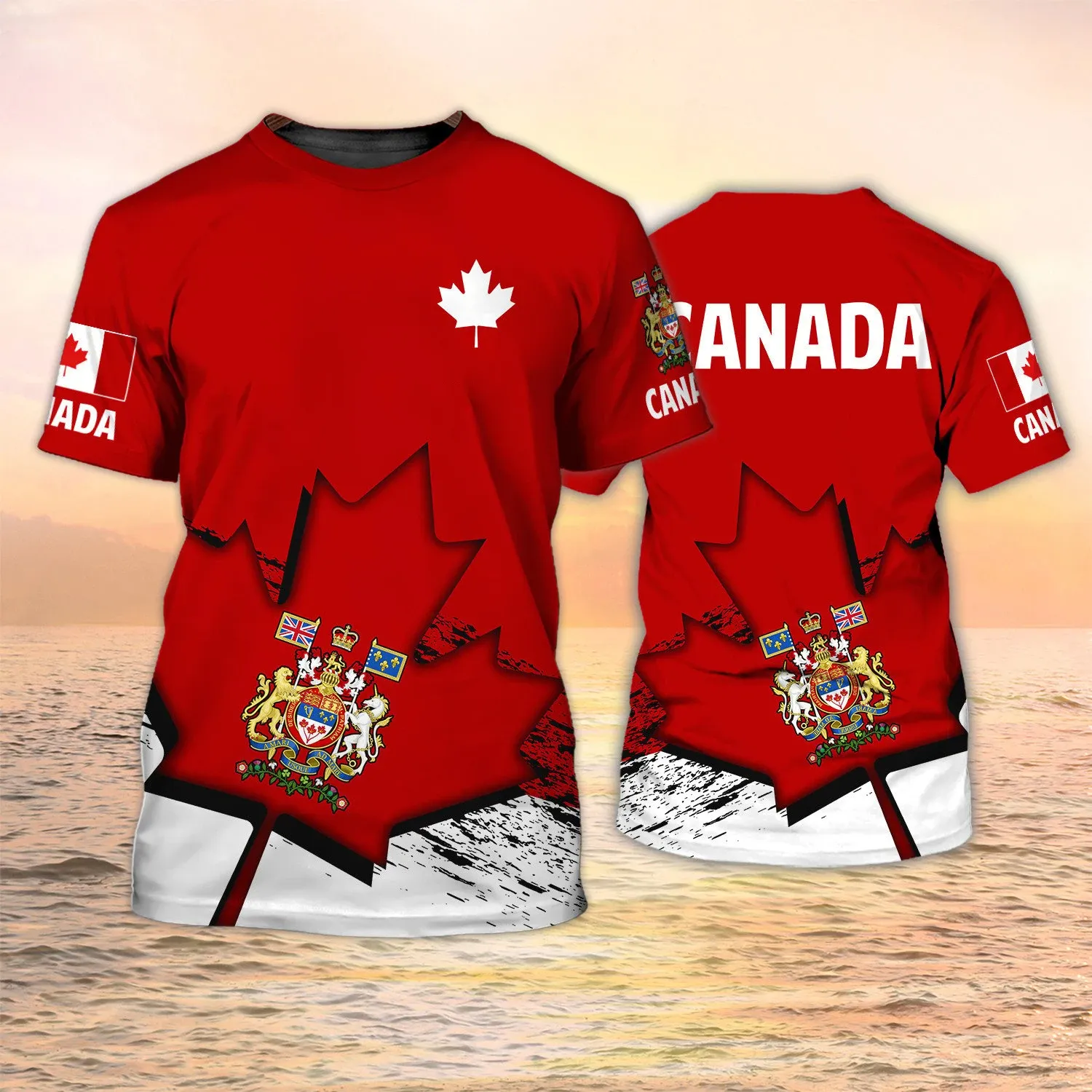 Camisetas de Canadá con estampado 3D, emblema de la bandera canadiense, ropa de calle de hoja de arce, Camiseta de gran tamaño a la moda para hombre, camisetas personalizadas