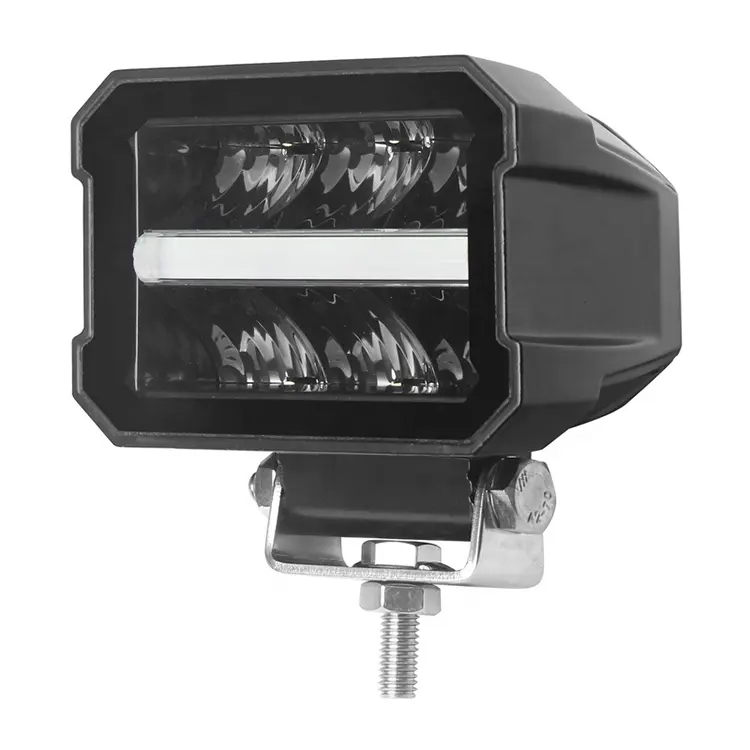 Luz Led de trabajo de doble fila, iluminación blanca ámbar para camión, todoterreno, ATV, UTV, 4,4 ", 30w, diseño sin bisel