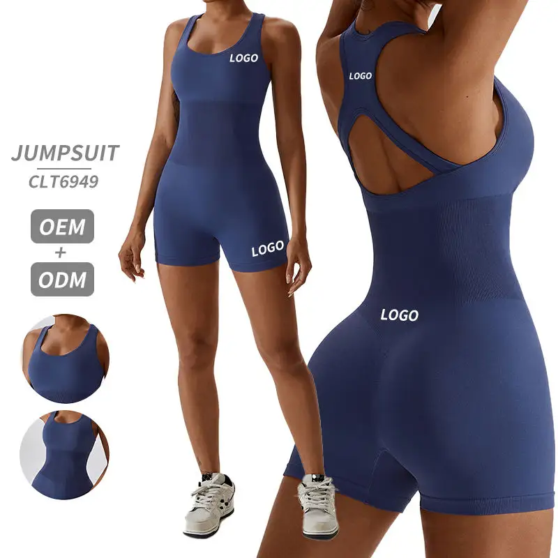 Bayanlar romper aktif aşınma seti bayan jumper spor kıyafetleri spor kıyafeti tek parça yoga tulum kadınlar için dikişsiz bodycon