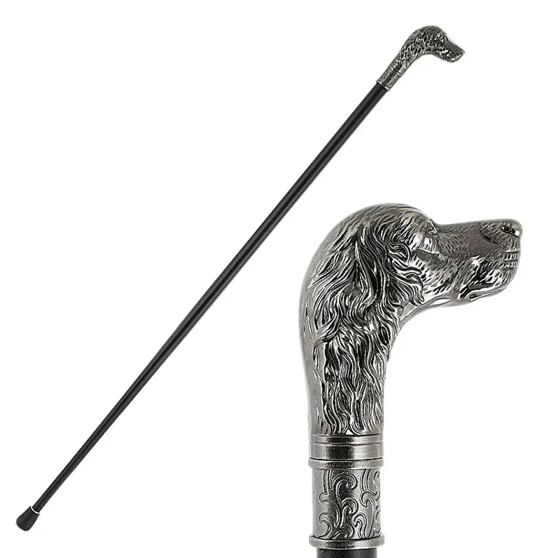 Luxus Hund dekorative Cane geschnitzte Metall Krücken Gehstock Gentleman's Staff Elderly Civilization Staff