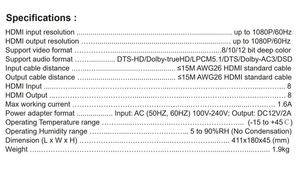 软Hdmi 8X8矩阵光学数字音频红外远程操作无缝Hdmi矩阵开关 - Product Image 4