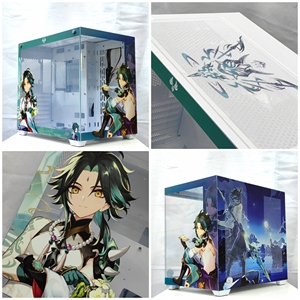 Genshin impatto Xiao Anime Custom M-ATX Mid-Tower custodia per PC a lato pieno vetro temperato vista mare camera MicroATX custodia del Computer - Product Image 4