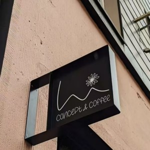 Tùy Chỉnh Trắng Đen Sơn Bột Thép Kinh Doanh Ngoài Trời Cửa Hàng Bảng Hiệu Cho Cửa Hàng Lối Vào Quảng Cáo Lưỡi Dấu Hiệu Quảng Cáo - Product Image 2