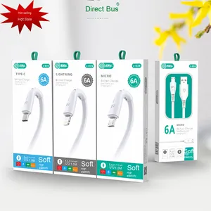 สายดาต้าชาร์จ6A เร็วมากพร้อมแจ็กเก็ต TPE USB Type-C สำหรับโทรศัพท์แอปเปิ้ลและแอนดรอยด์3A ฟังก์ชั่นชาร์จเร็ว - Product Image 2
