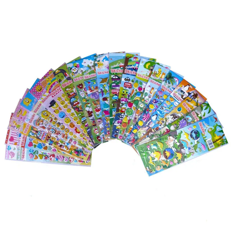 Personalizzato promozionale die cut 3d del fumetto puffy adesivi, pianeta a forma di bolla del pvc adesivo per i bambini