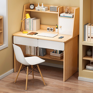 Escritorio de PC de mesa de estudio de ordenador individual de madera con estantería - Product Image 4