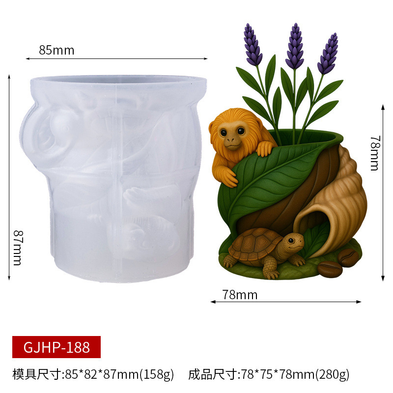 Turtle and monkey coexisting silicone mold gjhp-188