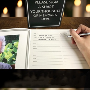 Funeral Guest Book Pen Set <strong>Memories</strong> Book Custom with Your Design Celebration of Life Guest Check Book - Product Image 3