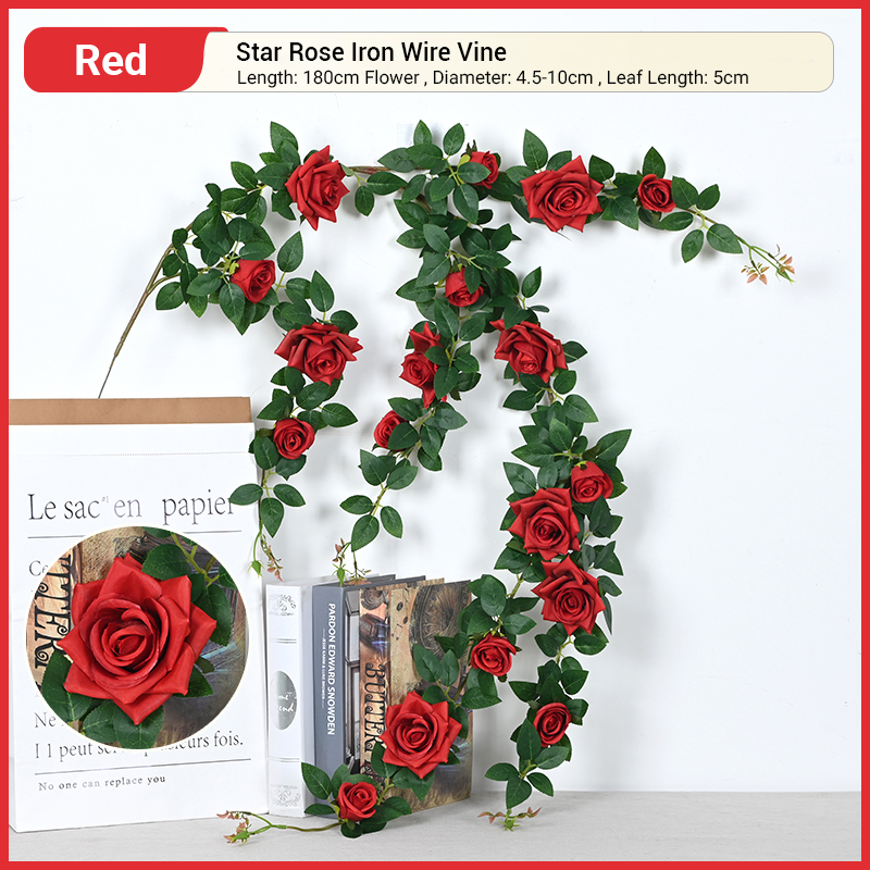 Rotin en fil rose étoile rouge
