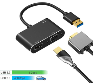 オスUSB3.0からメスVGAメスH.D.M.I、3.5mm補助コンバーターケーブルアダプター1080P-USBアダプター (コンピュータープロジェクター用) - Product Image 5
