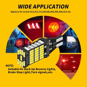 自動車用電球12V T15 158 45SMD LEDカーライトオートLEDカーリバースライトランプ11561157 7440 7443 - Product Image 5