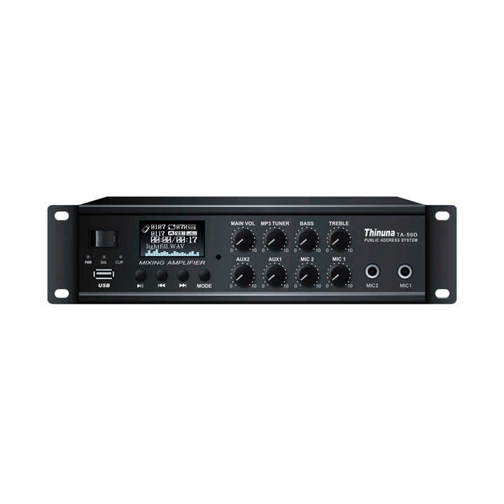 Thinuna TA-50D II Factory Wholesale PA System Power Amplifier 50W 5EQ Mini Mixing Amplifier Amp with USB MP3 Player FM Turner